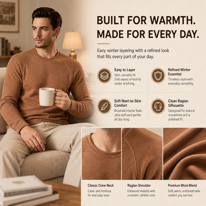 Men Fleece Lined Wool Crew Nec - đánh giá và giá Undershirt Crew Neck