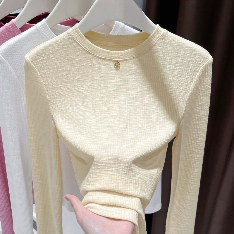 Women Slub Cotton Long Sleeve  - đánh giá và giá Undershirt Crew Neck